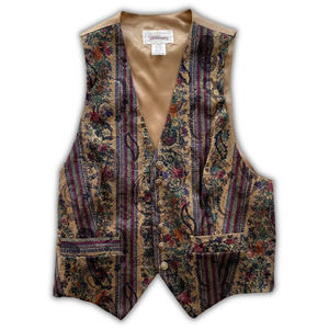 VTG Worthington Women's Vest Paisley Floral Multicolor Sz S
